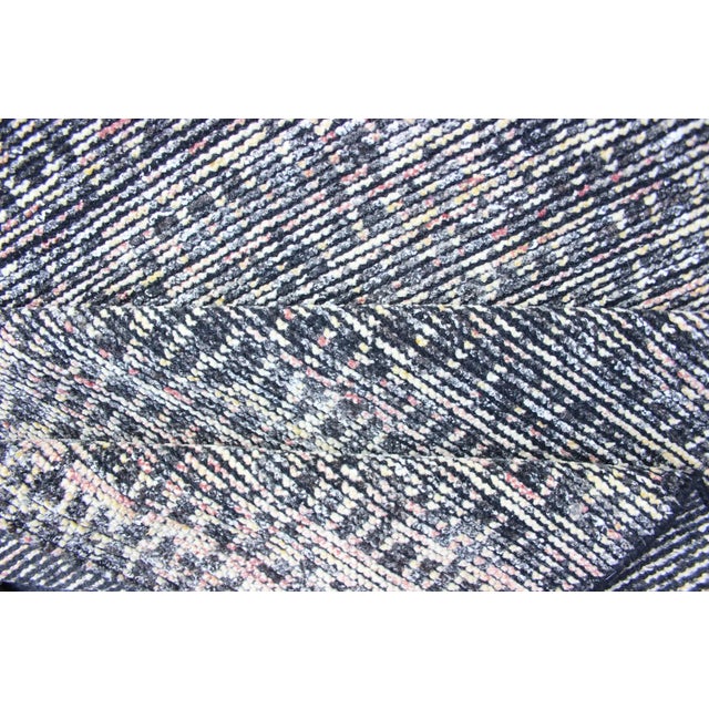 Textile Distressed Modern Design Gallery Runner With All-Over Checkerboard Design Hand-Knotted in Wool For Sale - Image 7 of 9