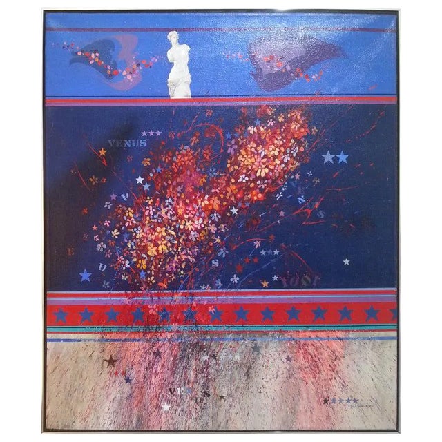 Venus and Stars 49" Oil Painting 1970s For Sale