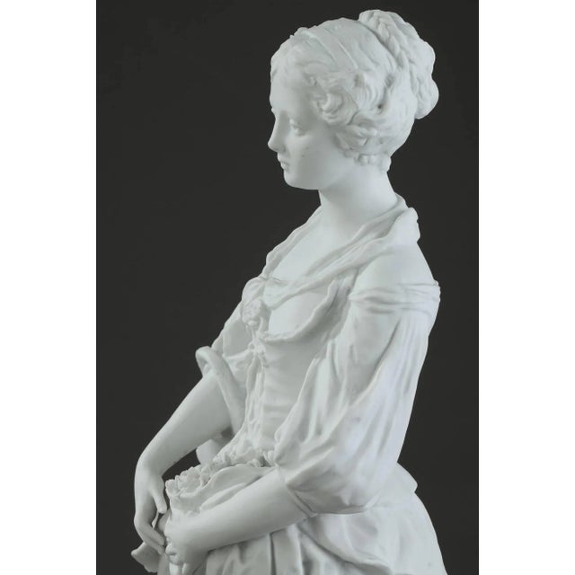 19th Century Biscuit Young Woman With Flowers Statuette For Sale - Image 13 of 18