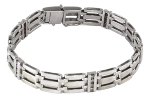 Men’s Diamond Flex 14k White Gold Gate Link Bracelet