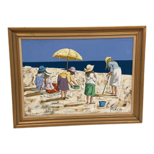 Original 20 Th C Modern Coastal Art Painting on Board Signef
