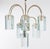 Waterfall form brass chandelier with rectangular beveled glass prisms, circa 1980.