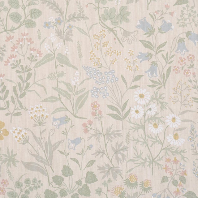English Boråstapeter Flora Fabric In Sand For Sale - Image 3 of 5