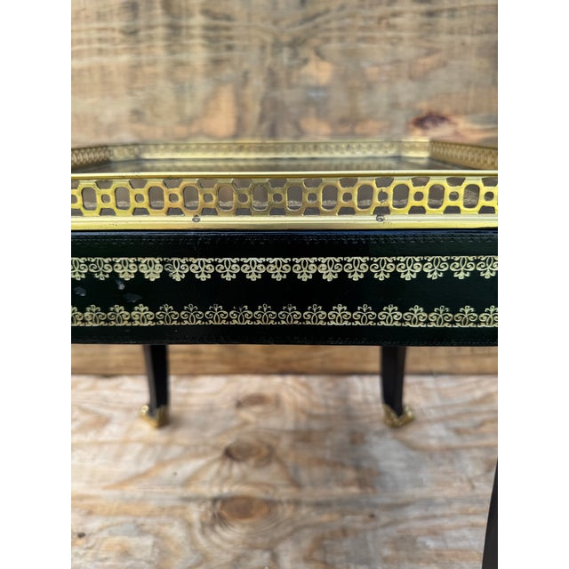 Late 20th Century Fine All Tooled Leather Legs Top and Sides W/Brass Gallery and Hairy Claw Feet Maitland Smith Drinks Occasional Table For Sale In West Palm - Image 6 of 12