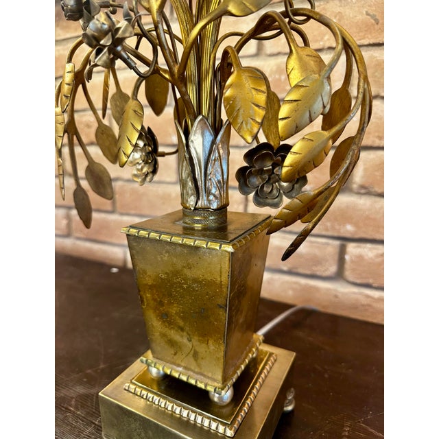 Pair of Mid-Century Italian Gilt Botanical Candelabra Lamps For Sale - Image 11 of 12