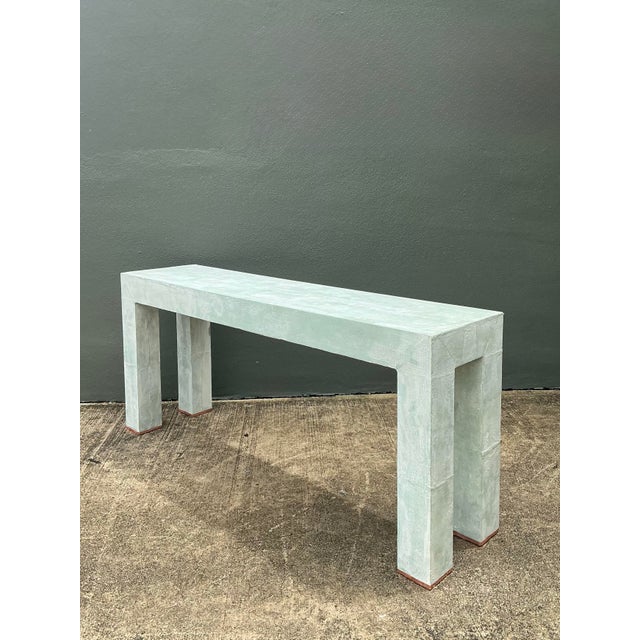 Vintage Linen Buon Fresco Faux Finished Console Table in Venetian Green For Sale - Image 11 of 12