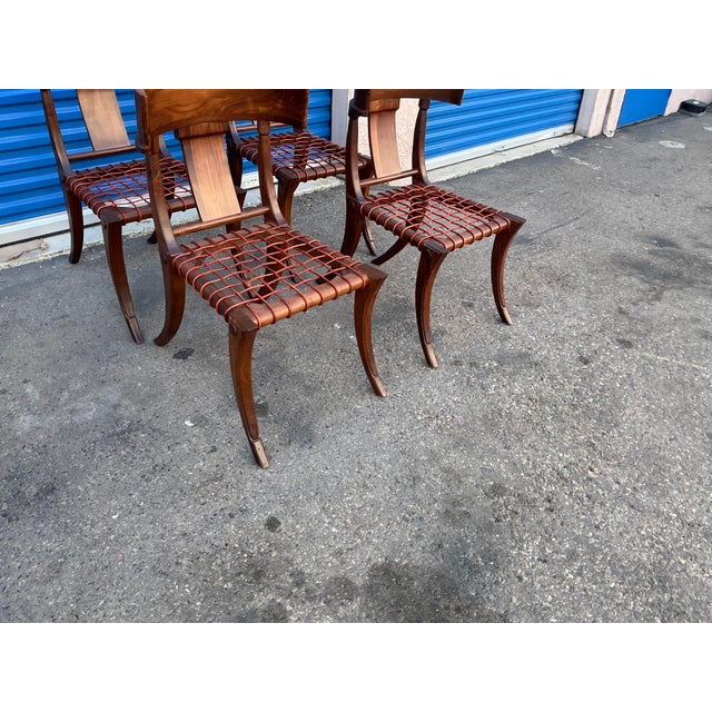 t.h. Robsjohn Gibbings Style Walnut Klismos Chairs…set of 4 For Sale - Image 15 of 16