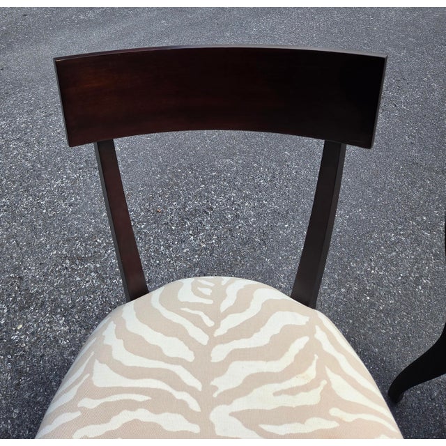 Ethan Allen Pair of Ethan Allen Hathaway Klismos Dining Side Chairs Zebra Print French Regency 1990s For Sale - Image 4 of 13