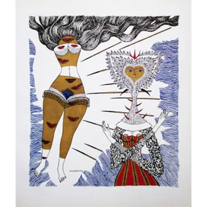 1968 Max Walter Svanberg Composition No. 5, Original Period Gold Leaf Lithograph