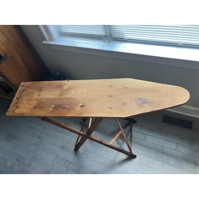 Wood Vintage Wood Adjustable Ironing Board - 2 Heights - Flexible Tabletop For Sale - Image 7 of 10