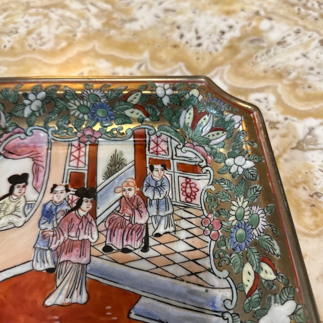 Asian Vintage Ceramic Asian Style Small Detailed Plate For Sale - Image 3 of 7