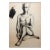 Vintage 1950s Charcoal Seated Female Figure Drawing For Sale