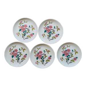Mid 19th Century MCM Harmony House in Temple Flower 6.25” Plates | Pink Chinoiserie Chic - Set of Five (5)