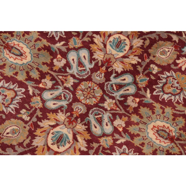 Floral Pak-Persian Maroon/Green Wool Rug - 8'0'' X 10'1'' For Sale - Image 4 of 9