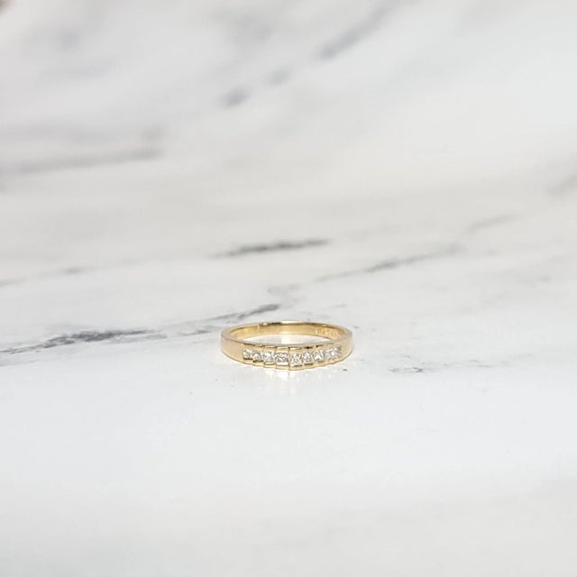 Contemporary One Third Carat Step Up Style Princess Cut Wedding Band, Size 9 For Sale - Image 3 of 5