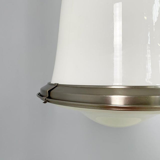 Silver Mid-Century Modern Italian Opaline Glass and Metal Pendants, 1960s, Set of 2 For Sale - Image 8 of 15