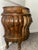 French Provincial Vintage Unmarked the Bombay Company Two-Tone Distressed Reeded Bombe Accent Chest For Sale - Image 3 of 8