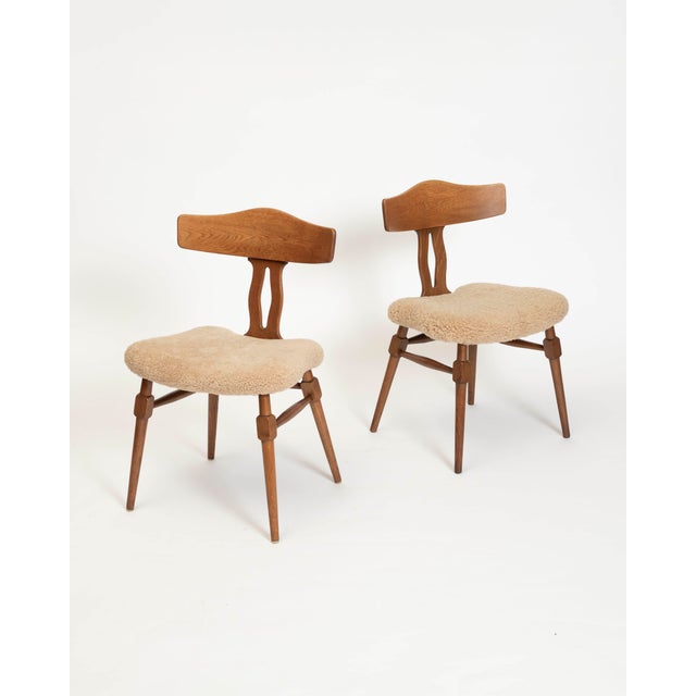 Oak and Sheepskin Dining Chair attributed to Henry Kjærnulf for Jorgensen & Sonner, Denmark, 1940s For Sale - Image 11 of 14