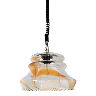 1970s Vintage Orange White Pendant Light For Sale