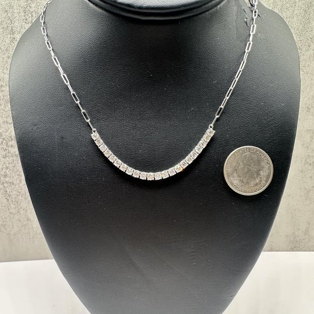 Modern Diamond Tennis Link Necklace in 14kt White Gold – 3ctw, 19in, New For Sale - Image 3 of 5