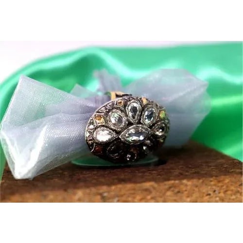 Gold and Silver Ring with Teardrop and Pear Cut Zirconias For Sale - Image 5 of 10