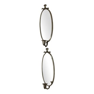Mid-Century Swedish Pewter Sconces with Mirrors, Set of 2 For Sale