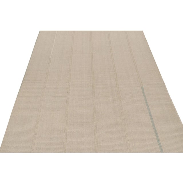 Contemporary Rug & Kilim’s Contemporary Kilim in Beige With Blue Accent For Sale - Image 3 of 7