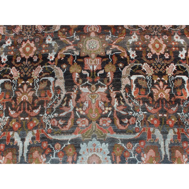 Blue Antique Persian Hamedan Rug With All-Over Geometric Design in Blue, Brown Field For Sale - Image 8 of 13