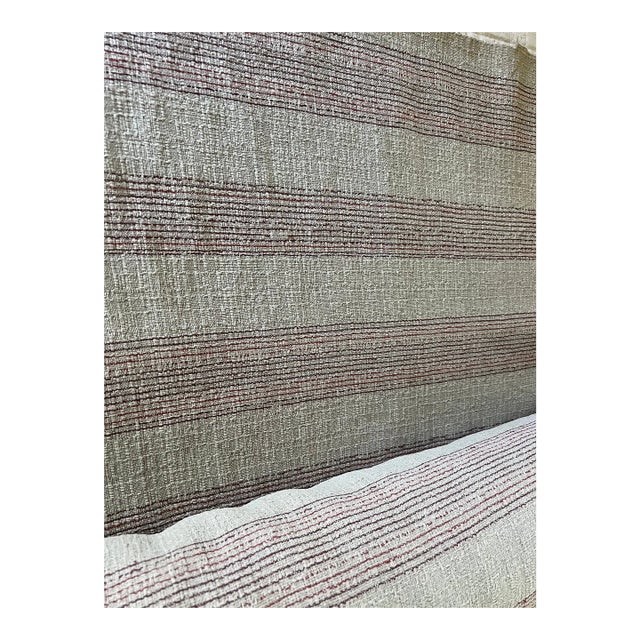 Vintage Ralph Lauren Oatmeal Tweed Stripe Fabric- 12 Yards Available For Sale