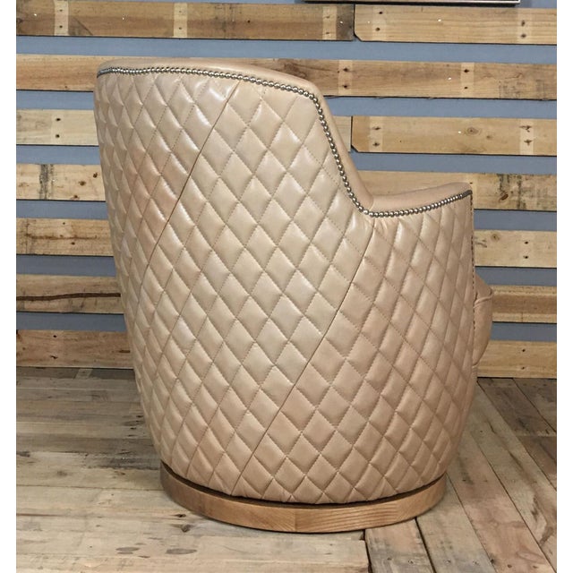 Transitional Jhs Candace Gaston Leather Swivel Chair For Sale - Image 3 of 9