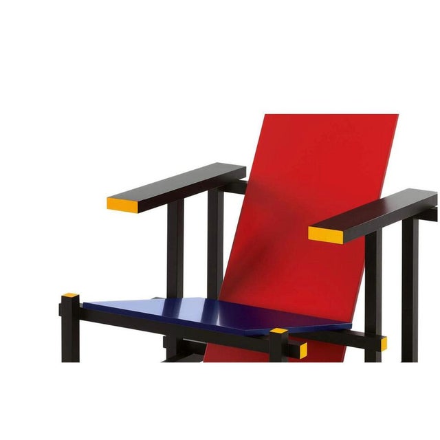 Wood Red and Blue Armchair by Gerrit Thomas Rietveld for Cassina For Sale - Image 7 of 10