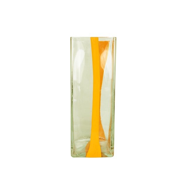 Large Orange and Clear Murano Glass Vase by Cardin for Venini, 1970s For Sale - Image 3 of 13