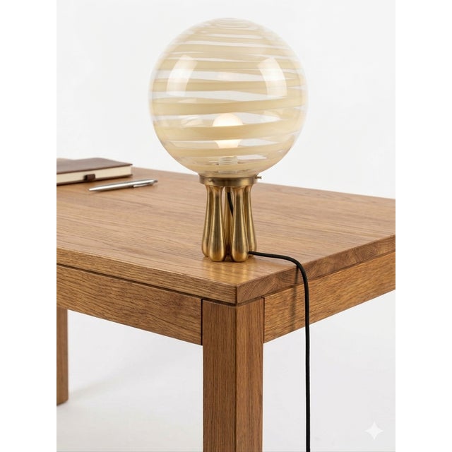 Mid-Century Modern Large Swirl Murano Glass Table Lamp, 1970s For Sale - Image 3 of 6