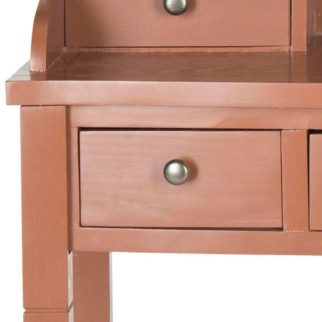 Modern Five Drawer Writing Desk in Henna Brown For Sale - Image 3 of 5
