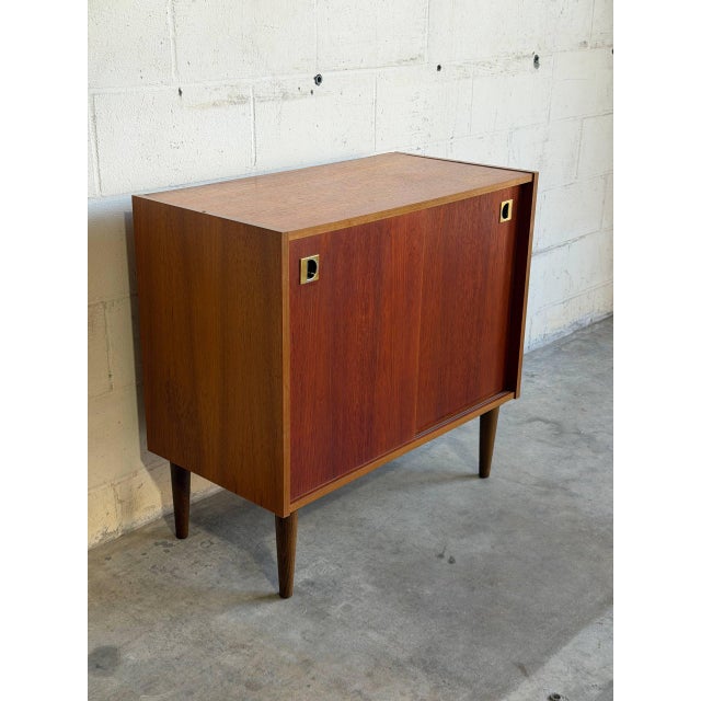 Mid-Century Modern Small Teak Sliding-Door Sideboard Credenza Danish Mid-Century Modern 1960s For Sale - Image 3 of 10
