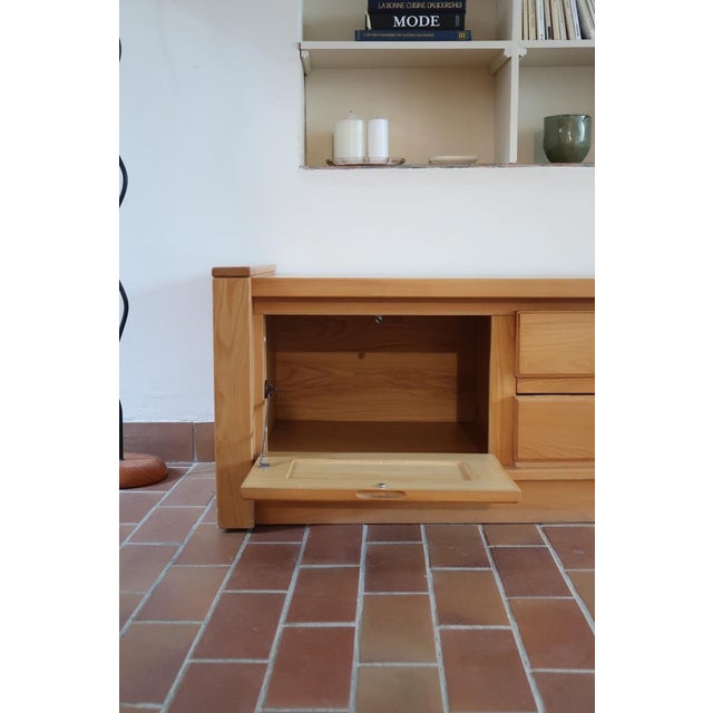 Long Low Sideboard Bench in Elm by Camif, France, 1970s For Sale - Image 9 of 18