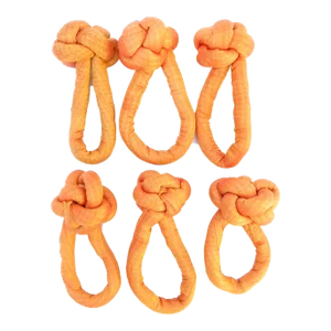 Vintage Melon Orange Fabric Knot Napkin Rings, Set of 6