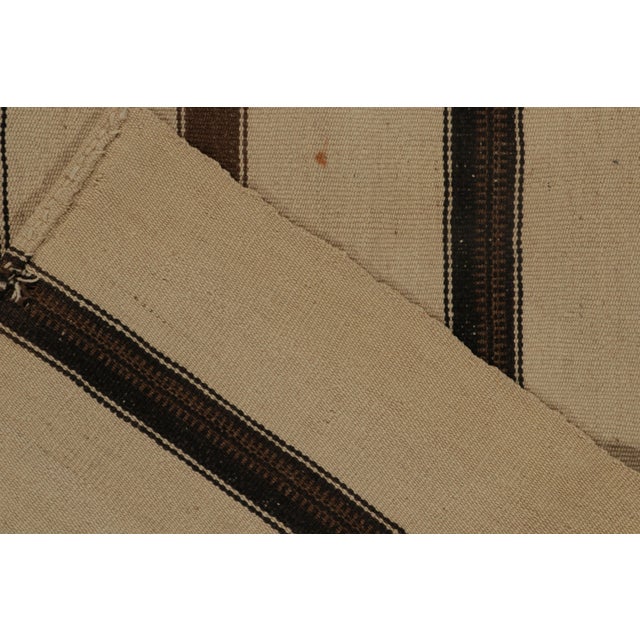 Handwoven Vintage Kilim Beige-Brown Stripe Patterns For Sale In New York - Image 6 of 6