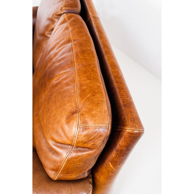 Vintage Camel Leather Convertible Sofa Bed, France, 1980s For Sale - Image 17 of 18