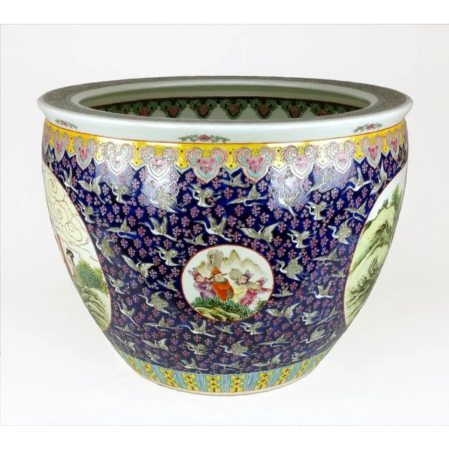 1980s Famille Rose Fish Bowl For Sale - Image 5 of 11