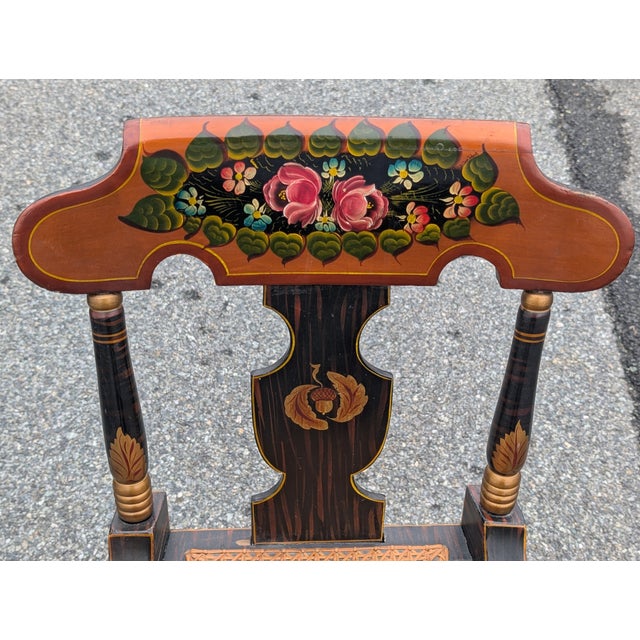 Wood 19th C. Baltimore Ebonised & Painted Bergere Side Chair, 1880s For Sale - Image 7 of 14
