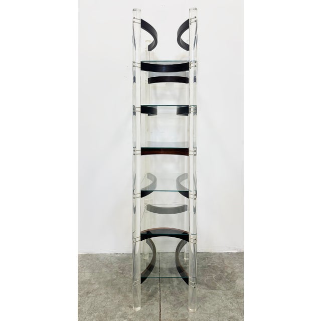 Vintage Lucite, Rosewood Etagere, Charles Hollis Jones Style For Sale In Miami - Image 6 of 10