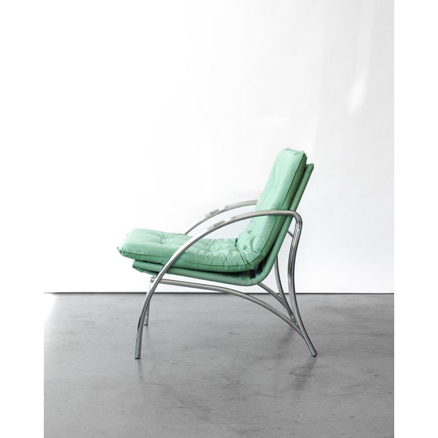 The chair has a structure made of bent chrome and a cover made of eco leather. We currently have 8 chairs available....