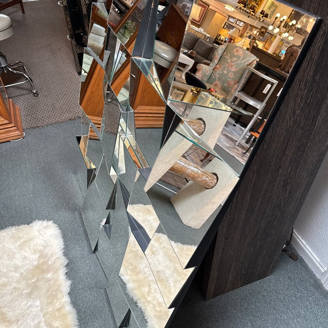 Postmodern Machine Age Modern Faceted Slopes Wall Mirror, Style of Neal Small For Sale - Image 3 of 12