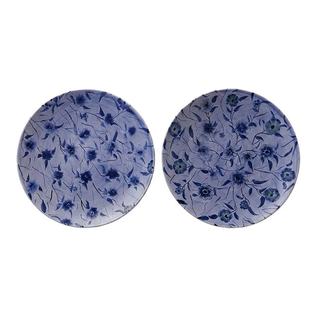 A Pair of Vintage Moroccan Safi Hand-Painted Ceramic Platters / Shallow Bowls For Sale