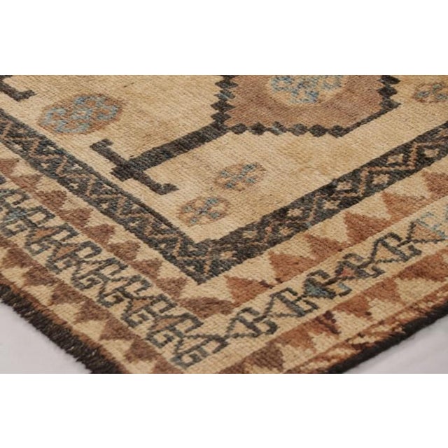 Traditional Vintage Persian Gabbeh Rug, Tribal Geometric Patterns in Beige and Blue For Sale - Image 3 of 10