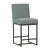 Modern counter stool with black powder coated iron frame. Attractive sea green cotton blend upholstered seat and back....
