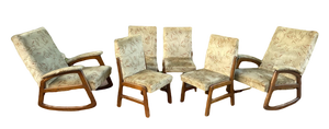 Scandinavian Teak Rocking & Dining Chairs, 1970s, Set of 6