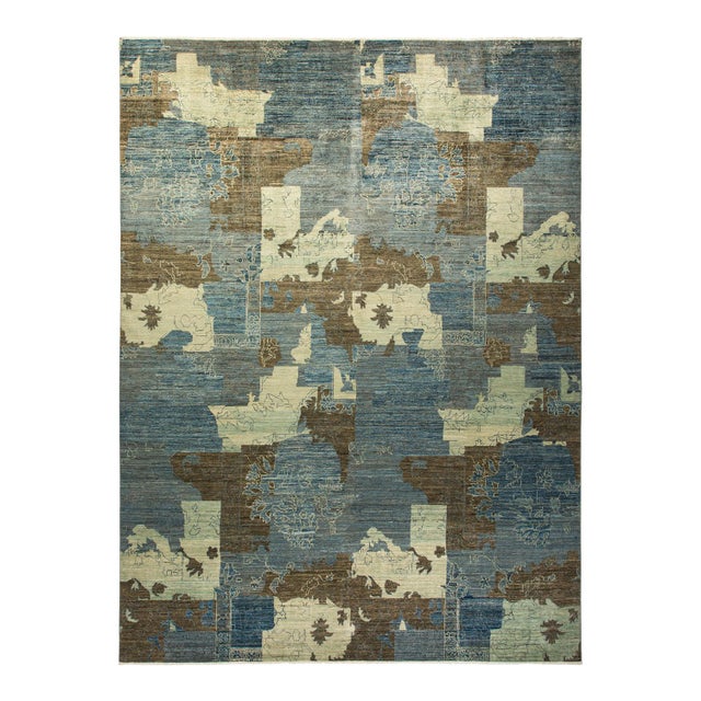 Eclectic Collection Hand-Knotted Area Rug - Light Blue Collection 10' 4" X 13' 9" For Sale - Image 10 of 10