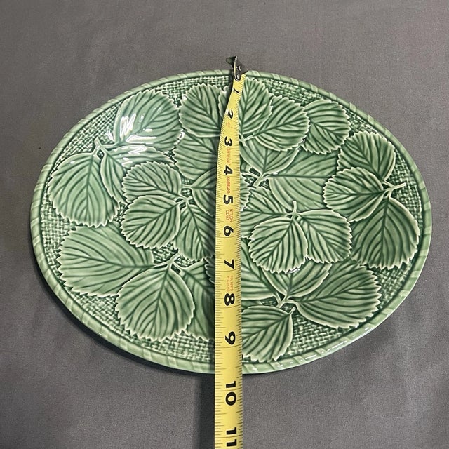 Vintage Bordallo Pinheiro Majolica Strawberry Leaf Serving Platter For Sale In Houston - Image 6 of 6